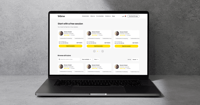 Tutoruu browse tutors page