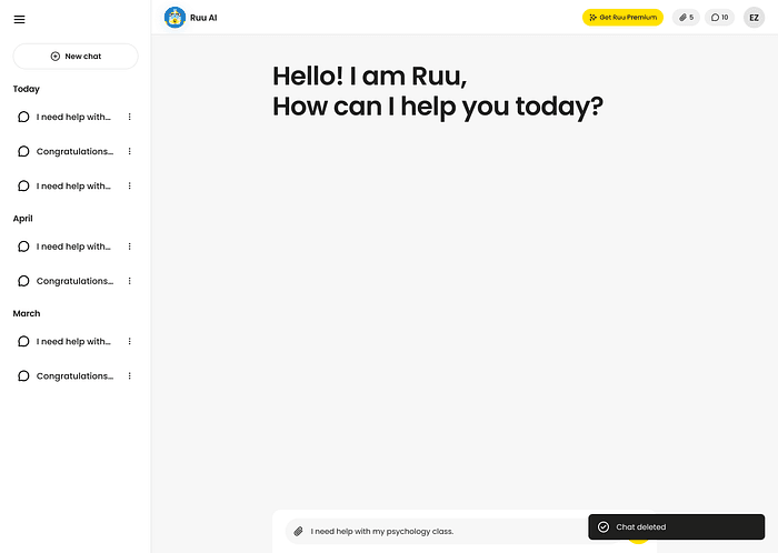 Ruu AI chat page